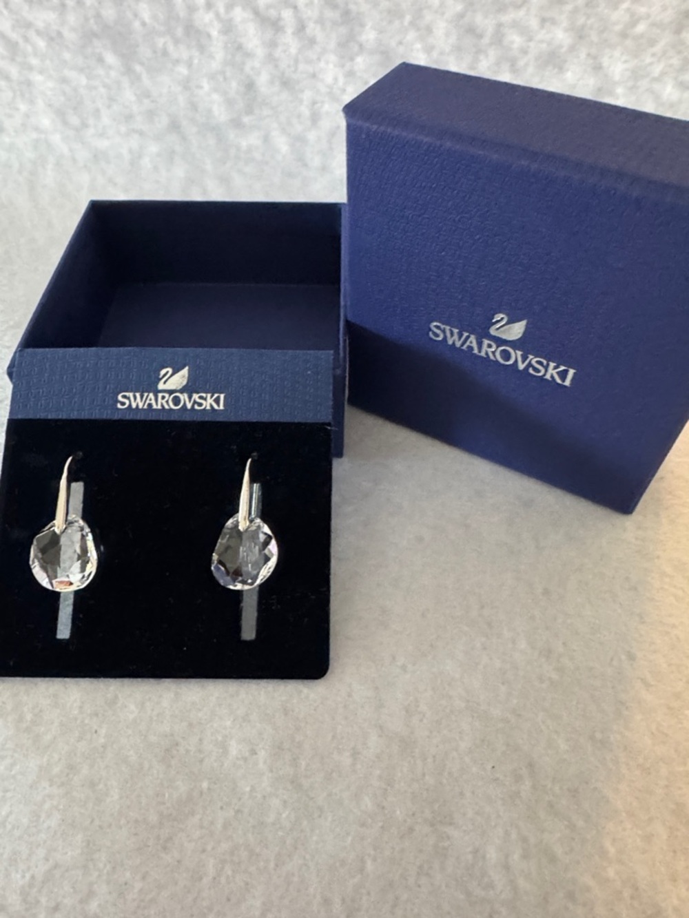 Swarovski Clear Crystal Teardrop Earrings - Silver